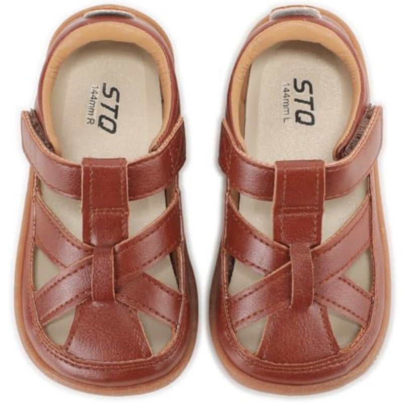STQ Toddler Boys Girls Sandals Wide Toe Mary Jane Dress Shoes Suitable for Party School Uniform Summer Flower Girl Shoes - Image 1