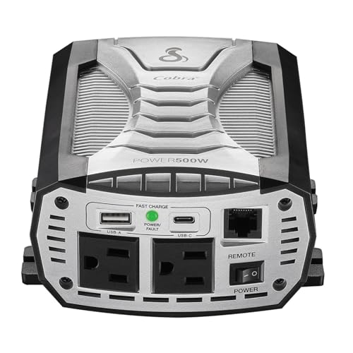 Cobra POWER 500W Power Inverter, Portable – 500-Watt Car Charger, 2 Grounded AC Outlets, 2 Fast Charge USB Ports and Remote Controller (CPIALCDG1) Compatible - Image 1