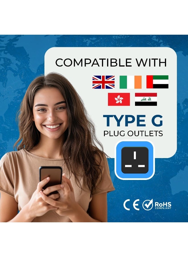 OREI - Uk, Hong Kong Travel Adapter Plug,  Adaptor 2 In 1, For Botswana, England, Uae, Dubai - Safe Grounded Connection - Universal Socket - 4 Pack - Image 1