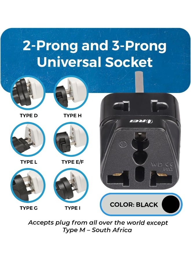 OREI - Uk, Hong Kong Travel Adapter Plug,  Adaptor 2 In 1, For Botswana, England, Uae, Dubai - Safe Grounded Connection - Universal Socket - 4 Pack - Image 1