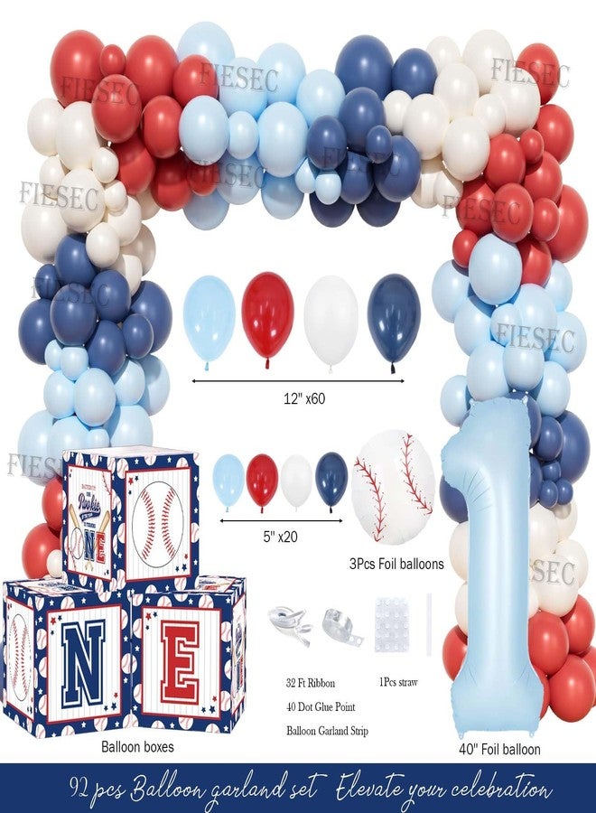 Fiesec Rookie of the Year First Birthday Decorations - 100 PCs Baby Boy Baseball Themed Party Supplies with Our Rookie Year Backdrop, Balloon Garland, Number 1 Foil Balloon - Image 3