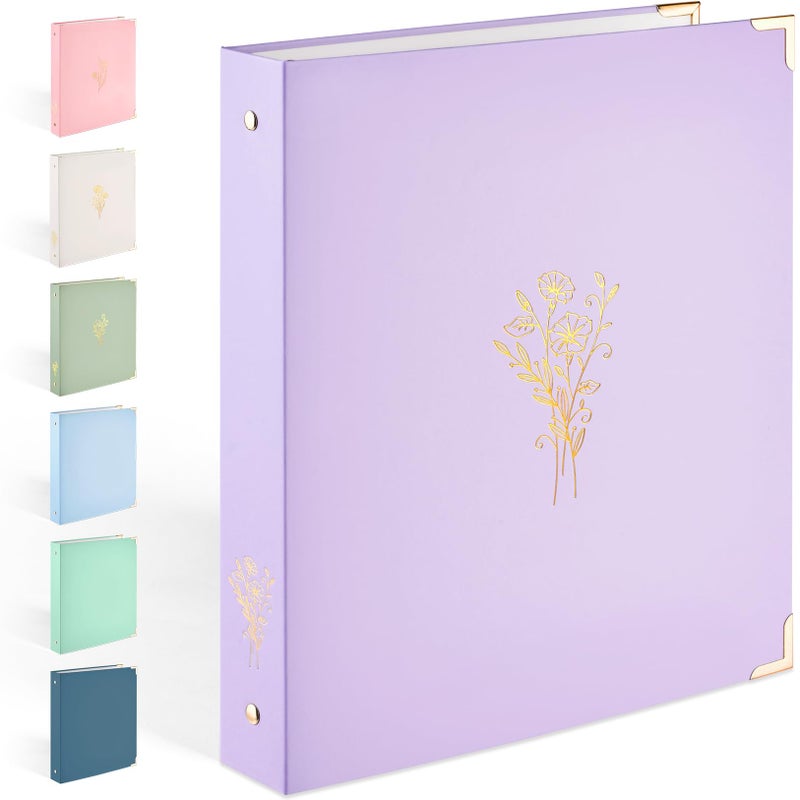 Sooez 3 Ring Binder Cute 1 Inch Binders with Gold Foil Metal Corners Three Ring Recipe Binder with Pocket Fits 85 x 11 Paper for Women School Home Office Supplies Letter Size - Image 2