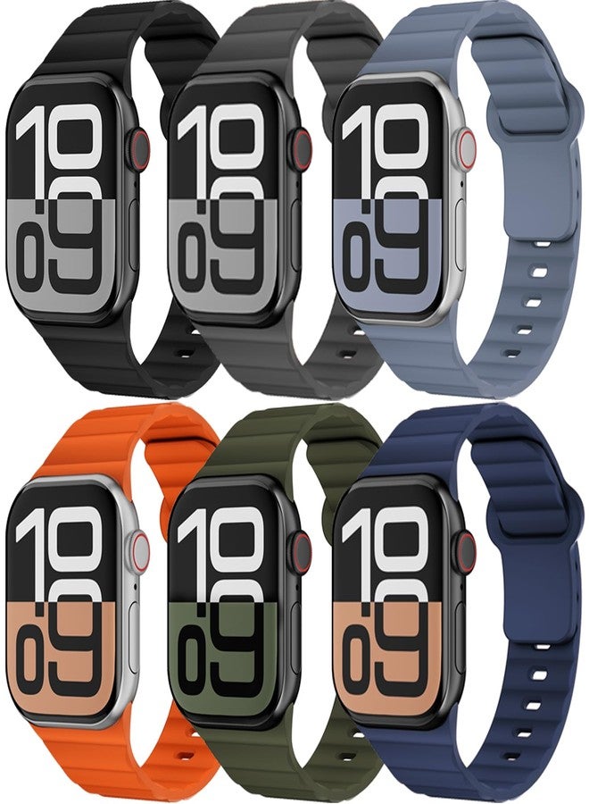 Wowstrap 6 Pack Sport Band for Apple Watch Ultra/2 Bands 49mm 46mm 45mm 44mm 42mm 41mm 40mm 38mm iWatch Wristband for Men Women,Waterproof Soft Silicone Strap for Apple Watch Series 10 9 8 7 6 5 4 3 SE 2nd 45 - Image 1