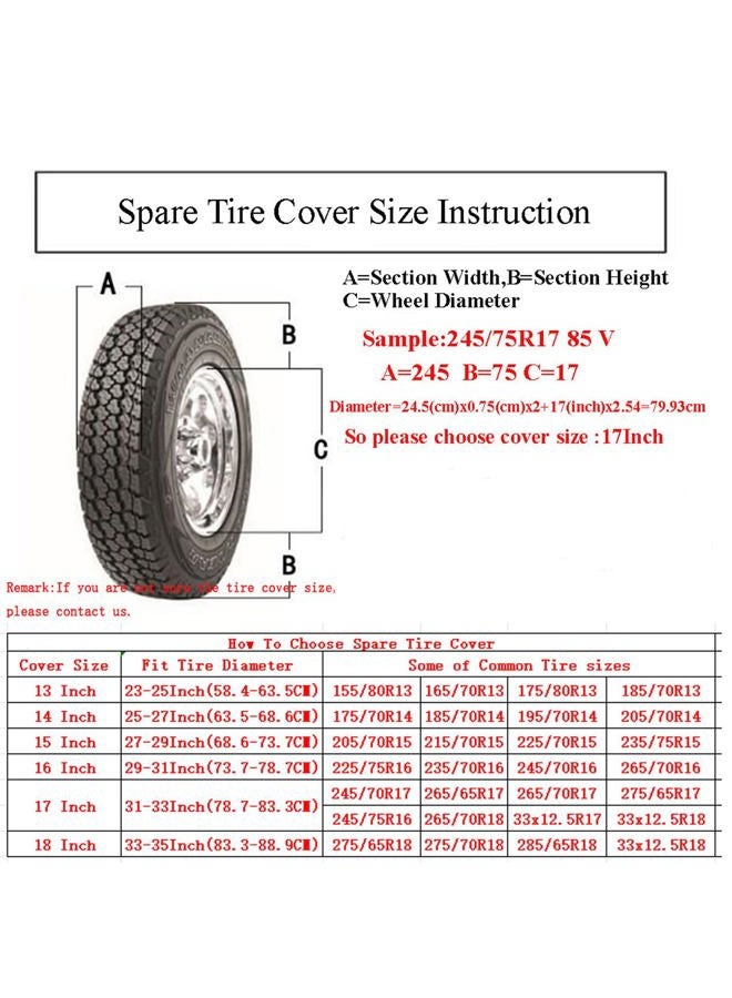 Comily Plus+ 4pcs/set 210D Polyester Spare Tire Covers Storage Tote Bags with Handle Fit for 16"-18" Tyres in Diameter-Black/Silver - Image 3