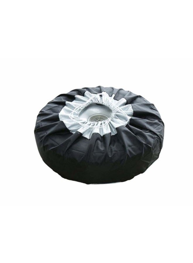Comily Plus+ 4pcs/set 210D Polyester Spare Tire Covers Storage Tote Bags with Handle Fit for 16"-18" Tyres in Diameter-Black/Silver - Image 4