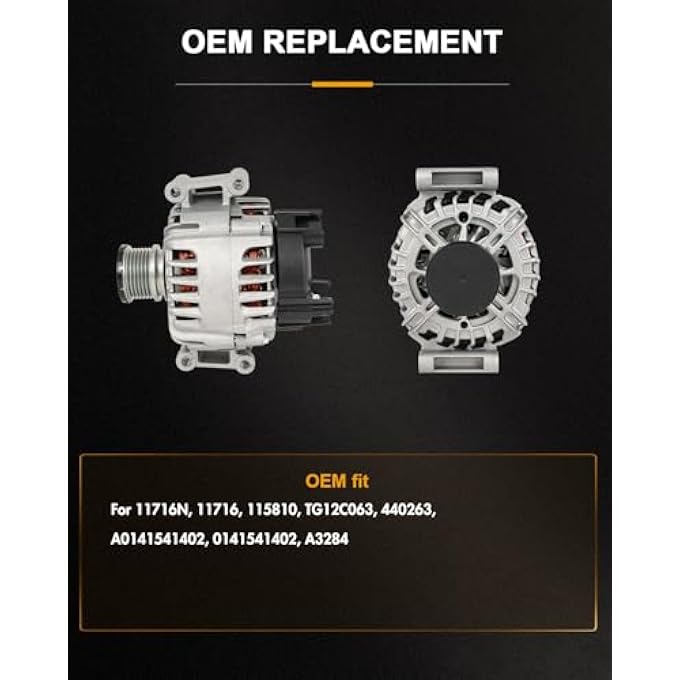 ROADFAR New Alternator Compatible 2012-2015 for Mercedes-Benz for C250 Base 1.8L,2012-2014 for Mercedes-Benz for C250 Luxury/Sport 1.8L,2012-2015 for Mercedes-Benz for SLK250 Base 1.8L, OE 11716 - Image 2