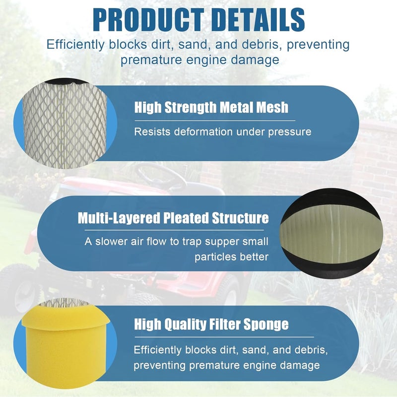 Podoy 793569 793685 Air Filter Compatible with B&S 793569 4241 5415 John Dee-re GY21055 MIU11511 LA125 LA115 Craftsman YT3000 LT2000 Lawn Mower Tractor by - Image 5