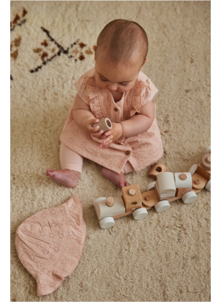 Dirkje Girls Baby Set Dress Legging Hat Coral Pink - Image 3