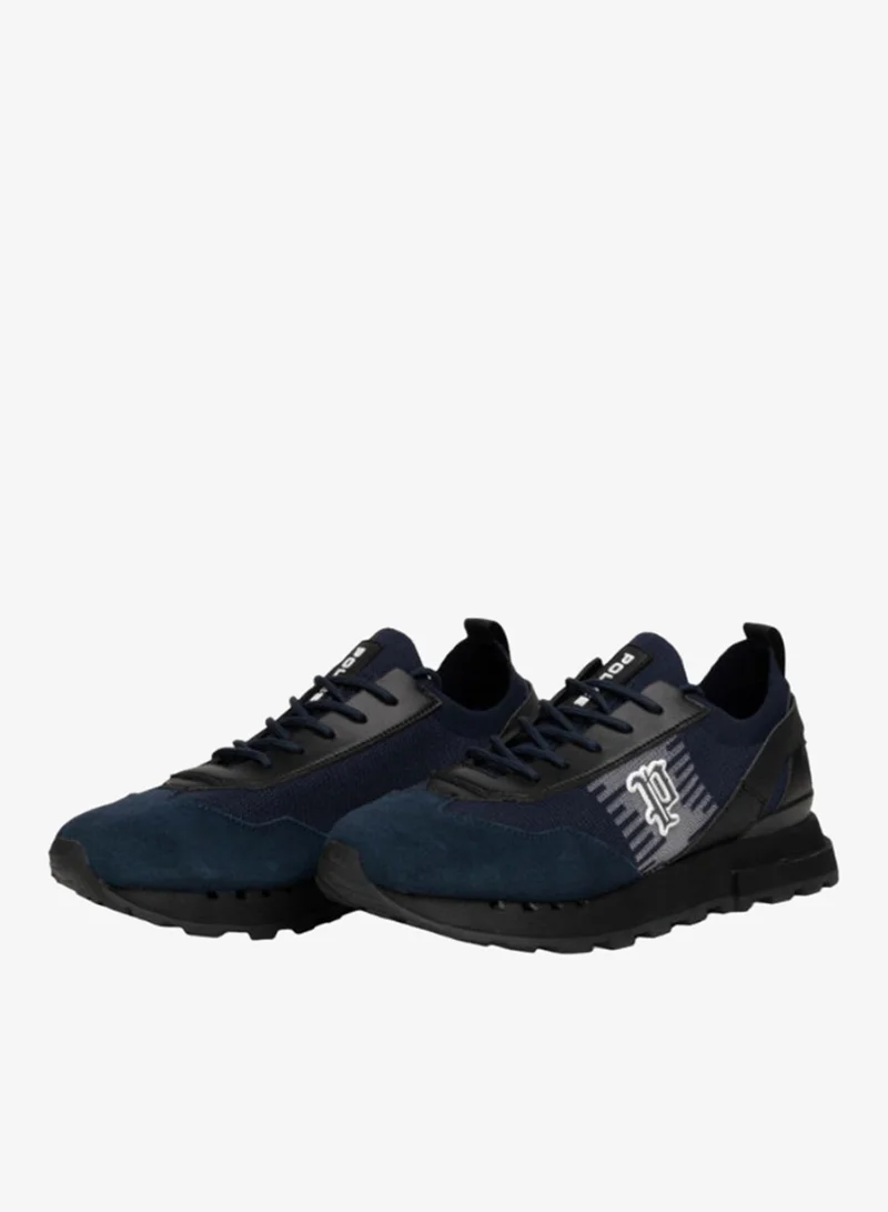 Police Police Men's Heritage Varsity Retro Running Sneakers with Collegiate Logo, Textured Panel Upper - Blue