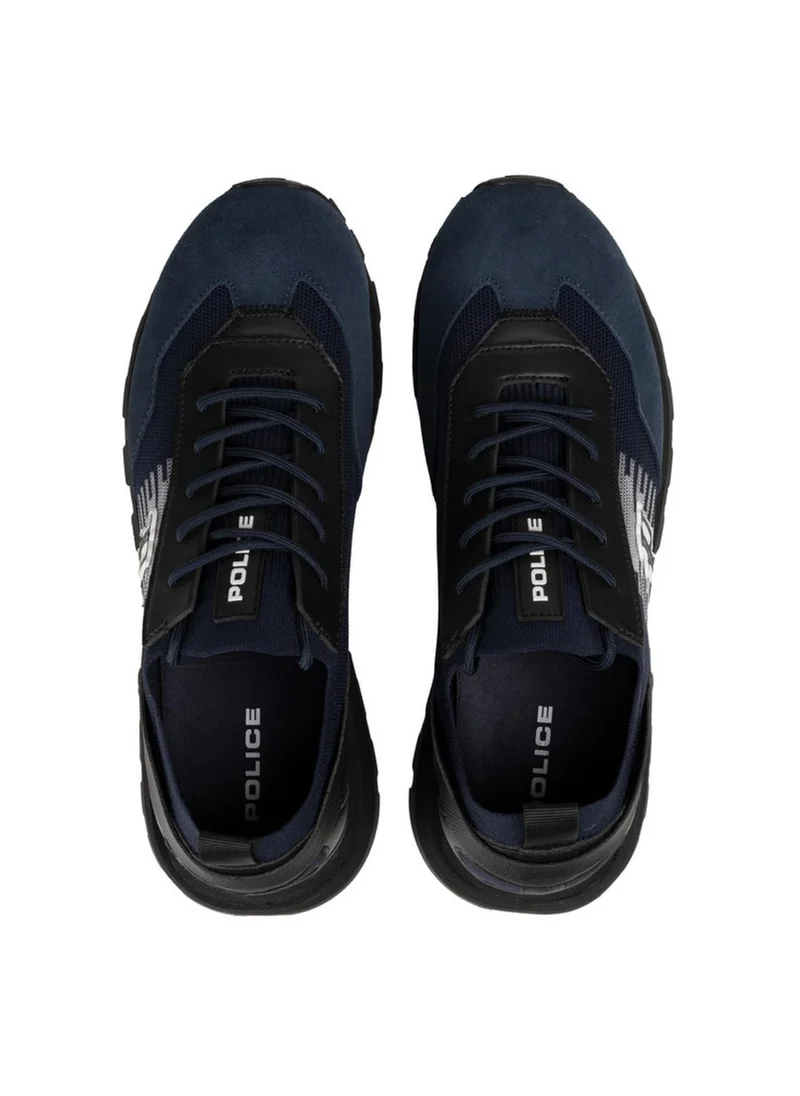 بوليس Police Men's Heritage Varsity Retro Running Sneakers with Collegiate Logo, Textured Panel Upper - Blue