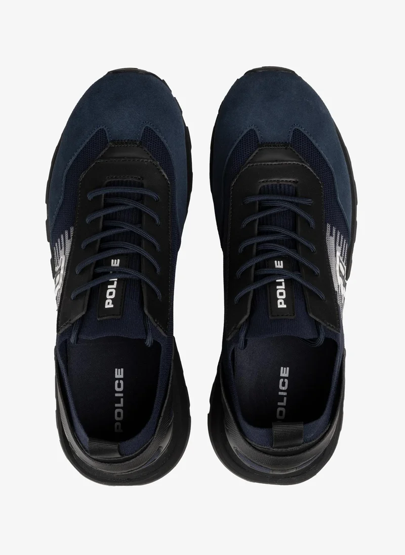 بوليس Police Men's Heritage Varsity Retro Running Sneakers with Collegiate Logo, Textured Panel Upper - Blue