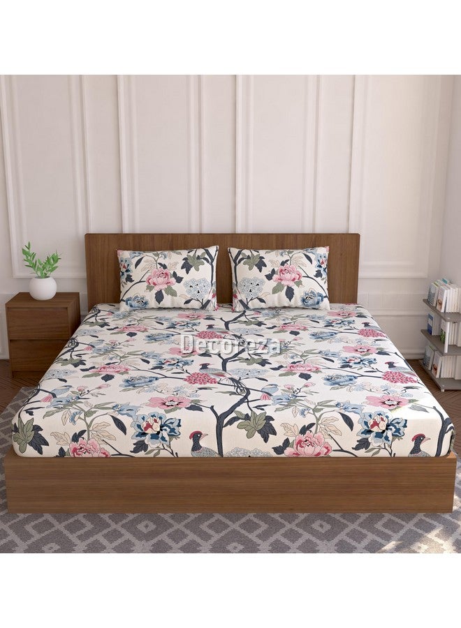 DECOREZA Soft Cotton Feel All Around Deep Pocket Fitted Bedsheets Queen Size, Premium Elastic Fitted Bedsheets for Double Bed with 2 Pillow Covers, Size- 78" x 60" (Greyish Teal) - Image 2