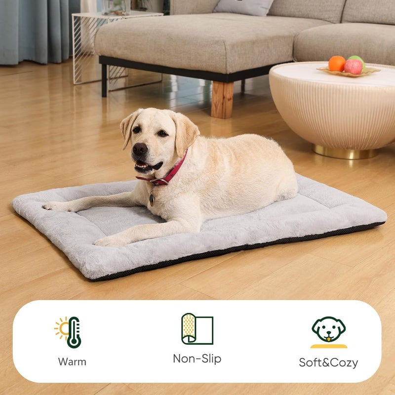 ZENGAOOU Washable Dog Bed for Crate, Ultra Soft Plush Dog Crate Pad for Medium to Large Dogs, Non Slip Cushion for Metal Crates, Indoor or Travel, 36 x 23 Inch, Gray - Image 2