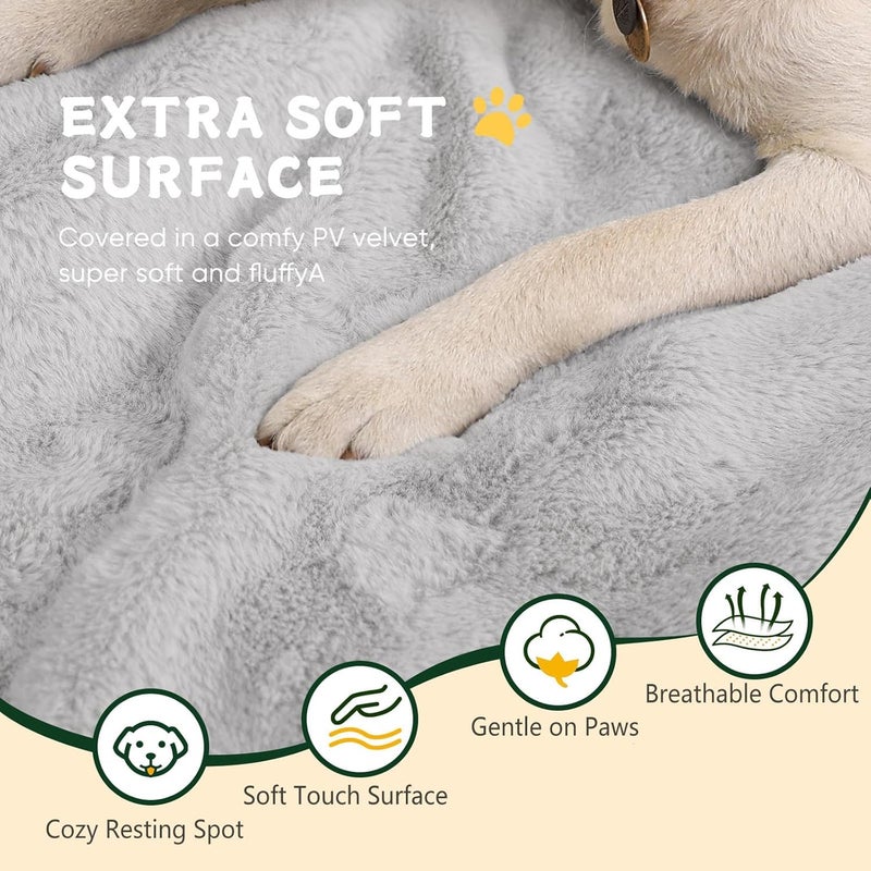 ZENGAOOU Washable Dog Bed for Crate, Ultra Soft Plush Dog Crate Pad for Medium to Large Dogs, Non Slip Cushion for Metal Crates, Indoor or Travel, 36 x 23 Inch, Gray - Image 3