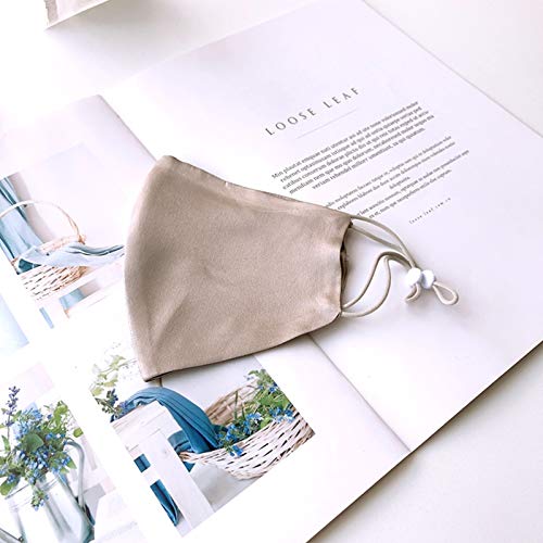 ROSEWARD 100% Mulberry Silk Grey Face Mask Reusable Adjustable with Filter Pocket-Light Gray - Image 4