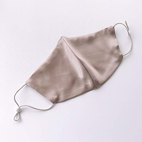 ROSEWARD 100% Mulberry Silk Grey Face Mask Reusable Adjustable with Filter Pocket-Light Gray - Image 3