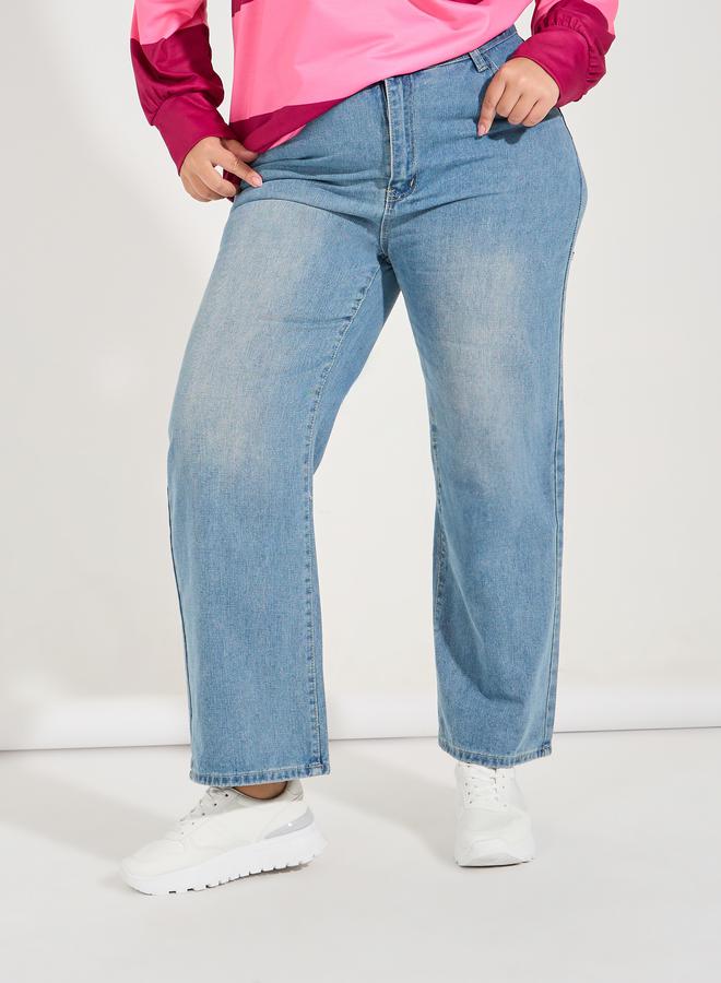 Styli Plus Size Straight Fit High Rise Ankle Length Jeans - Image 2