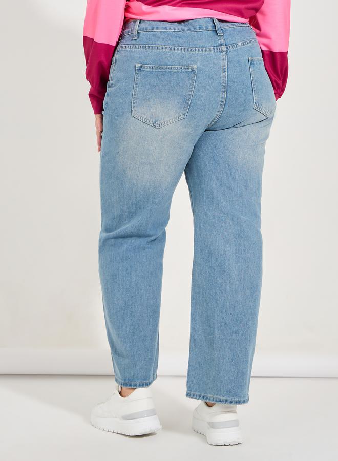 Styli Plus Size Straight Fit High Rise Ankle Length Jeans - Image 4