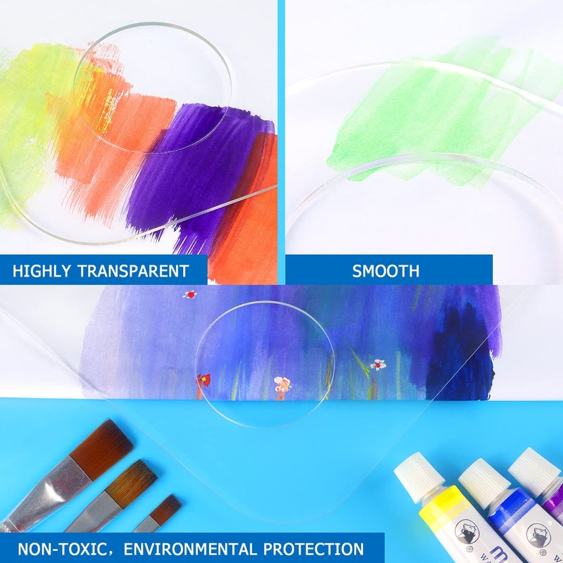 Tamaki 2 Pack 11.8 x 7.9 Inch Acrylic Paint Palette with Thumb Hole Clear Paint Pallet, Easy Clean Non-Stick Artist Pallet for Oil Watercolor Craft DIY Art Painting Palette - Image 5