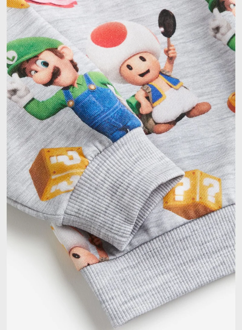 H&M Kids Mario Print Oversized Sweatshirt