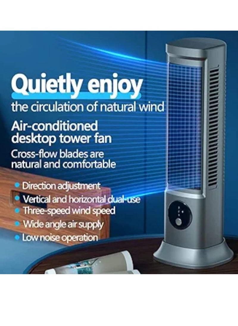 Tower Fan Portable Air Streamlined Tower Fan with 3 Speeds Bladeless Design Quiet USB Powered Vertical Air Conditioning Fan for Bedroom Home Office Desktop