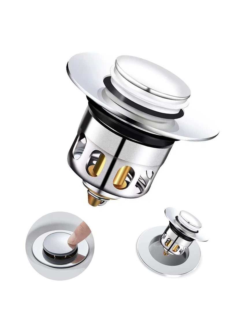 Excefore Pop Up Sink Plug, 2 Pcs Universal Bathroom Sink Stopper, Bathroom Sink Plug Pop-up Drain Filter for 1.2-1.5 Inch Basin Sink Stopper, Replacement Drain Plug for Bathroom Basin Sink Kitchen Bidets - Image 1