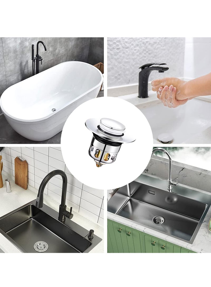 Excefore Pop Up Sink Plug, 2 Pcs Universal Bathroom Sink Stopper, Bathroom Sink Plug Pop-up Drain Filter for 1.2-1.5 Inch Basin Sink Stopper, Replacement Drain Plug for Bathroom Basin Sink Kitchen Bidets - Image 5