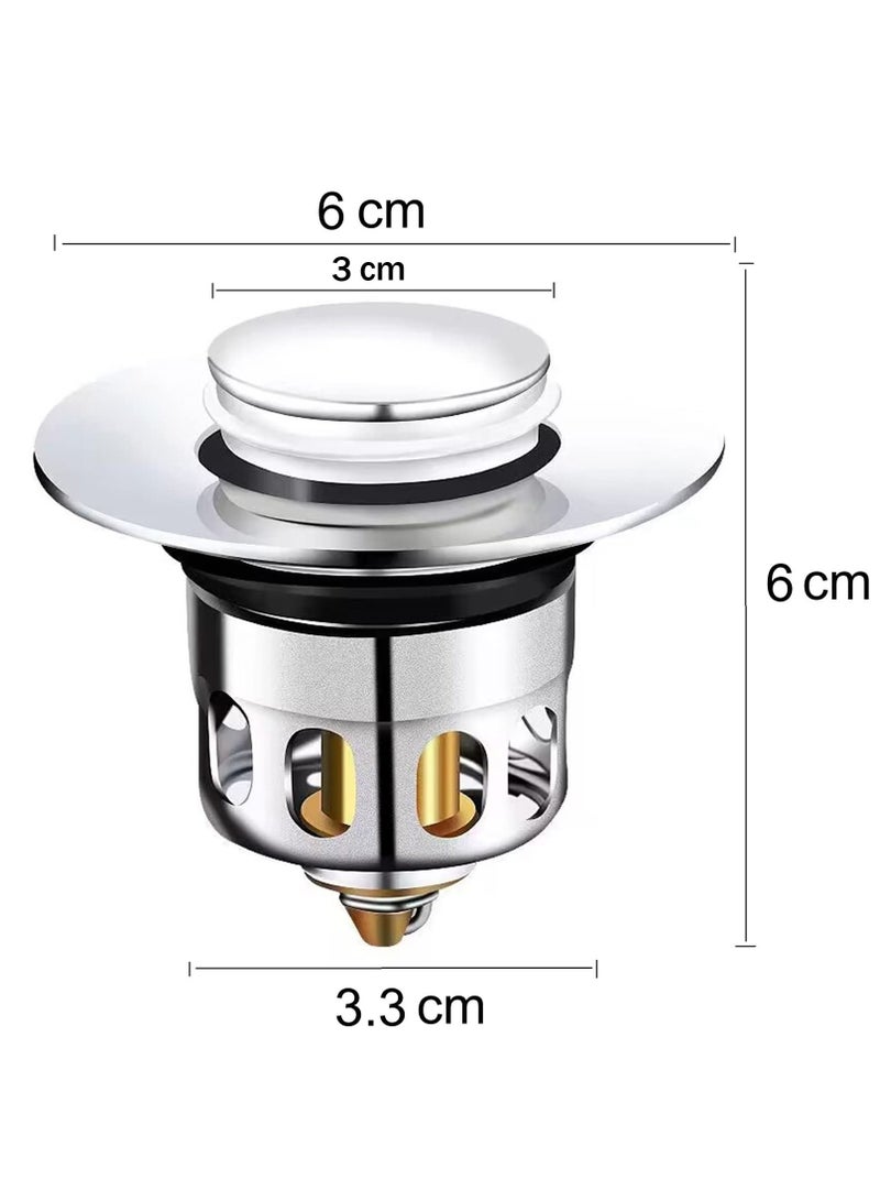 Excefore Pop Up Sink Plug, 2 Pcs Universal Bathroom Sink Stopper, Bathroom Sink Plug Pop-up Drain Filter for 1.2-1.5 Inch Basin Sink Stopper, Replacement Drain Plug for Bathroom Basin Sink Kitchen Bidets - Image 2