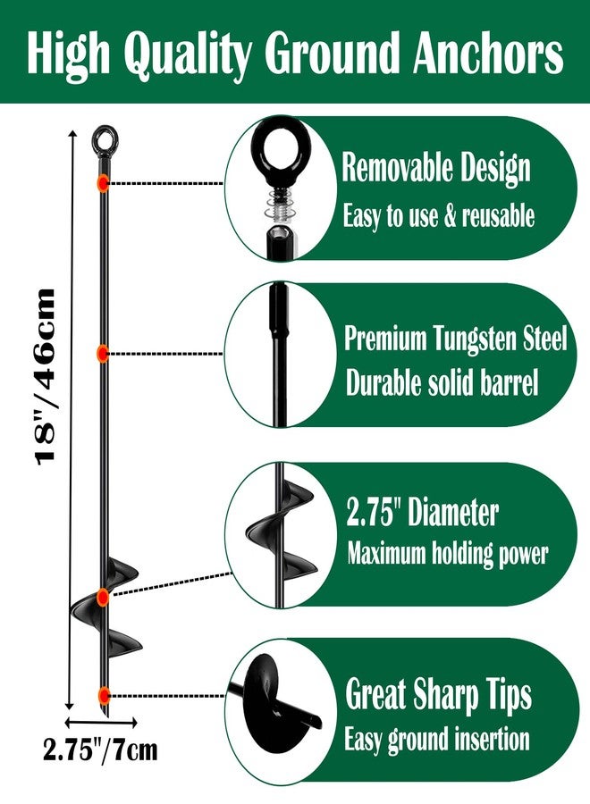 LIFEBED 18 inch Ground Anchors Srew in Heavy Duty, Earth Shed Anchor Kit, Trampoline Stake Hook for Dirt, Swing Sets, Playset, Tent, Canopy, Carport, Mobile Home Tie Down, 6 Pack - Image 3