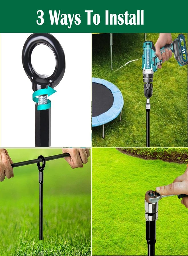 LIFEBED 18 inch Ground Anchors Srew in Heavy Duty, Earth Shed Anchor Kit, Trampoline Stake Hook for Dirt, Swing Sets, Playset, Tent, Canopy, Carport, Mobile Home Tie Down, 6 Pack - Image 5