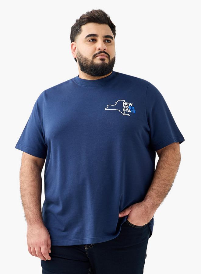 ماكسيم تيشيرت رجالي مطبوع بياقة دائرية وأكمام قصيرة بقصة عادية - Image 1