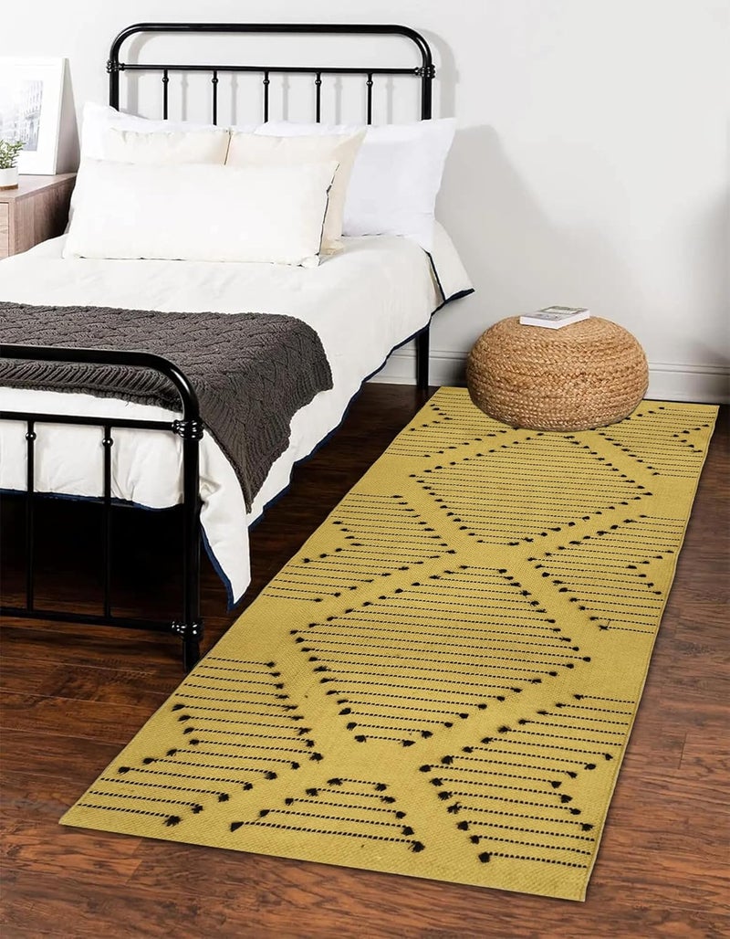 STONEMUNK ® Runner for Living Room | 22x60 Inch | Indoor Floor Rugs for Bedroom | Suitable for Home or Office | Runner for Kichen | Machine Washable Carpet | Cotton Runner - (Yellow - Cut) - Image 1