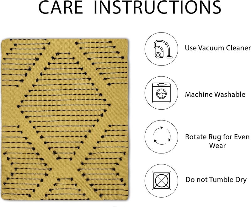STONEMUNK ® Runner for Living Room | 22x60 Inch | Indoor Floor Rugs for Bedroom | Suitable for Home or Office | Runner for Kichen | Machine Washable Carpet | Cotton Runner - (Yellow - Cut) - Image 3