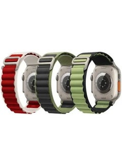 3Pack for Apple Watch Alpine Loop Band 49mm/45mm/44mm Nylon Woven Sport Strap Compatible with iWatch Series 8/Ultra/7/SE/6/5/4/3/2/1 Red,White/Green,Black/Black,Green
