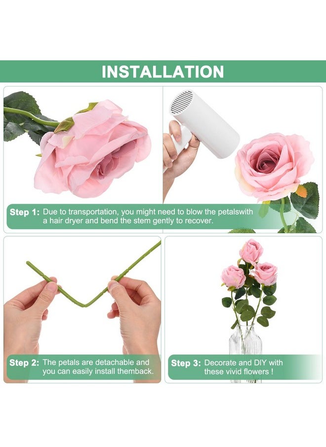 M METERXITY M METERXITY 20-Pack Rose Artificial Flowers with Long Stem, Silk Faux Roses Plastic Bouquets Real Touch Faux Flowers for Home Decor/Wedding/Christmas/DIY/Party/Garden Office [Purple]  - Image 4