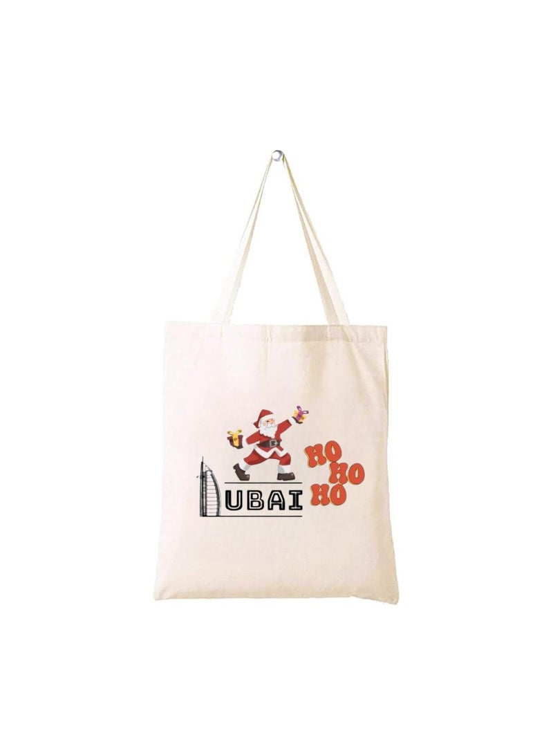 PRINTSHOP4ME Christmas Santa Cotton Tote Bag For Celebrations-Christmas Design Printed Bags For Women-Reusable Bag,Party Gift Idea And Cotton Gift Bag - Image 1