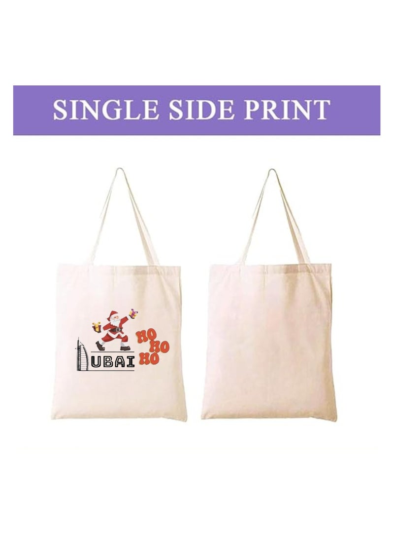 PRINTSHOP4ME Christmas Santa Cotton Tote Bag For Celebrations-Christmas Design Printed Bags For Women-Reusable Bag,Party Gift Idea And Cotton Gift Bag - Image 3