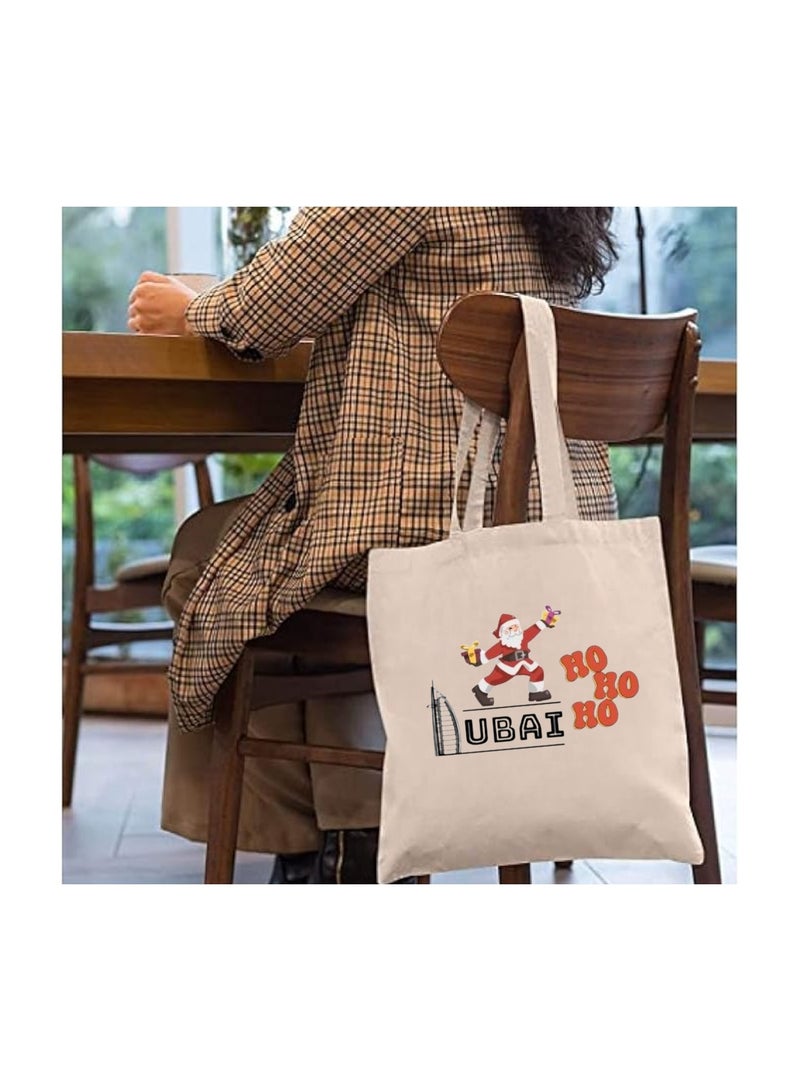 PRINTSHOP4ME Christmas Santa Cotton Tote Bag For Celebrations-Christmas Design Printed Bags For Women-Reusable Bag,Party Gift Idea And Cotton Gift Bag - Image 5