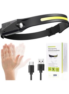 JAJEEK Motion Sensor Hands-Free Waterproof LED Headlamp | 350 Lumen, Wide-Angle LED Headlight for Outdoor Camping, Running, Hiking | Lightweight, USB Rechargeable, Perfect for Night Activities  - Image 1