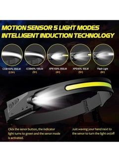 JAJEEK Motion Sensor Hands-Free Waterproof LED Headlamp | 350 Lumen, Wide-Angle LED Headlight for Outdoor Camping, Running, Hiking | Lightweight, USB Rechargeable, Perfect for Night Activities  - Image 3