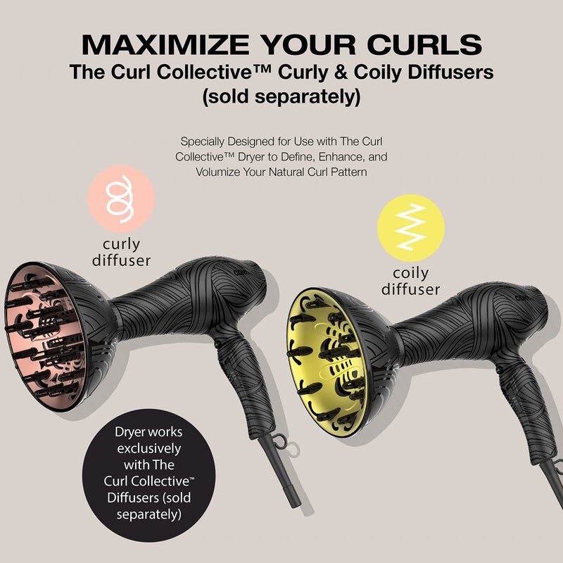 Conair The Curl Collective 1875 Watt Ionic Ceramic Hair Dryer, Black, 18" - Image 5
