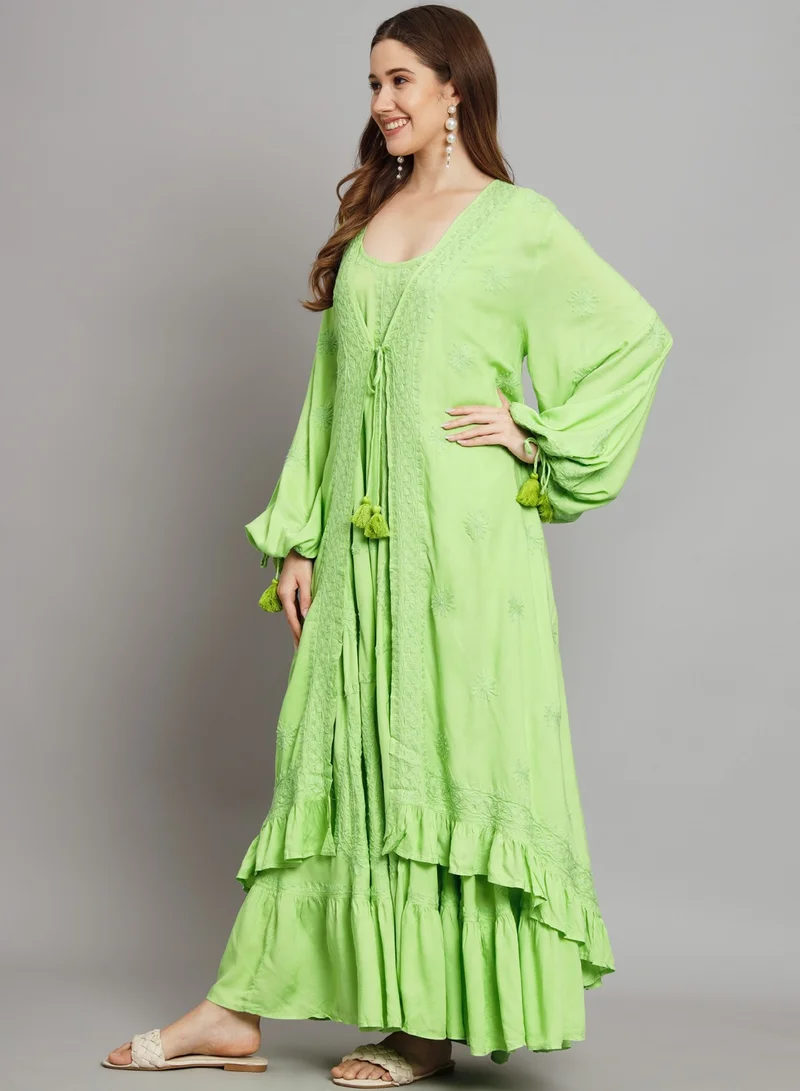 Alaya Hand Embroidered Chikankari Modal Kaftan-AL3605