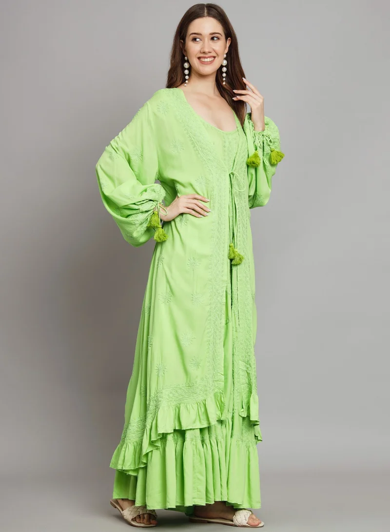 Alaya Hand Embroidered Chikankari Modal Kaftan-AL3605
