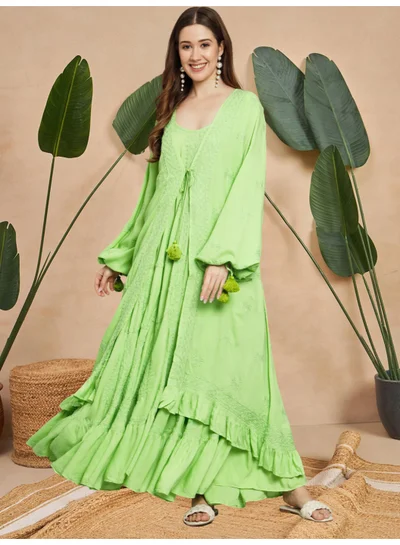 Alaya Hand Embroidered Chikankari Modal Kaftan-AL3605