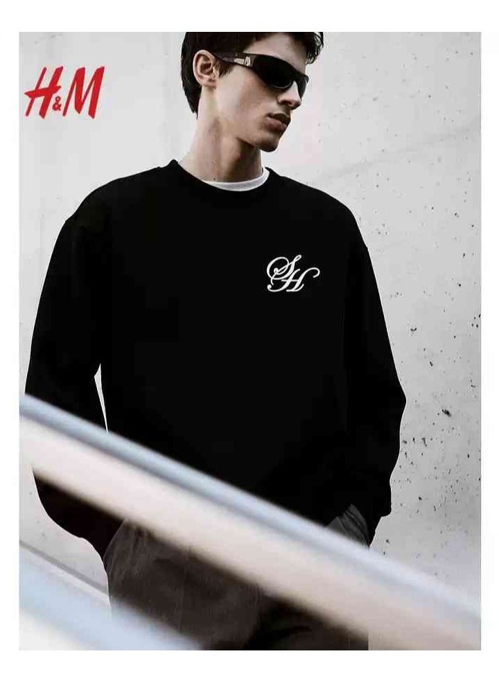 H and M - HM New Fashionable Casual Round Neck Loose American Long Sleeved Sweatshirt - Image 1