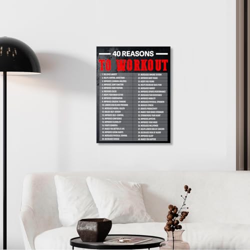 Gwisml 40 Reasons To Workout Wall Art,Inspirational Exercise Fitness Canvas Frame Paintings For Gym Sports Room Home Workplace Wall Art Decor - Image 5