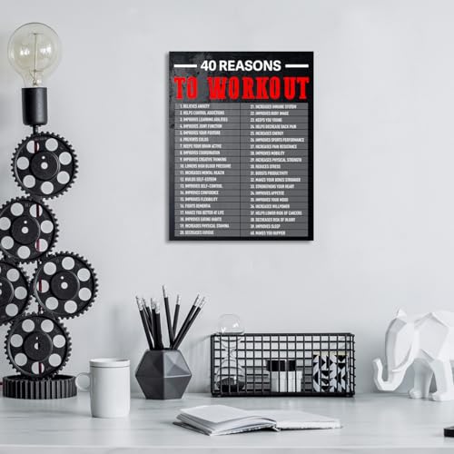 Gwisml 40 Reasons To Workout Wall Art,Inspirational Exercise Fitness Canvas Frame Paintings For Gym Sports Room Home Workplace Wall Art Decor - Image 3