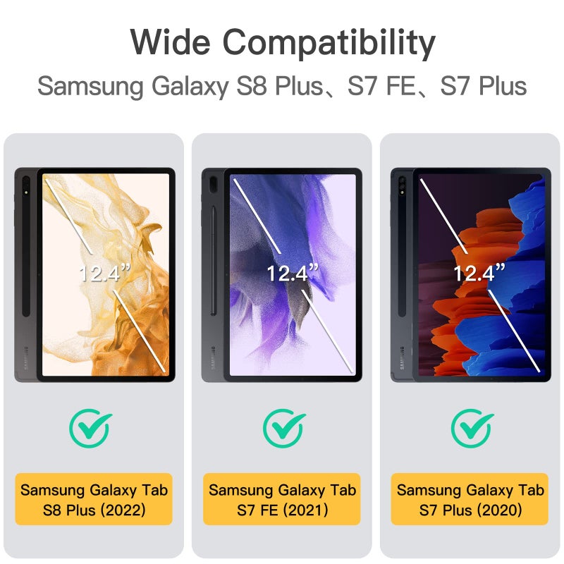 JETech Case for Samsung Galaxy Tab S8 Plus 2022 / S7 FE 2021 / S7 Plus 2020 12.4-Inch with S Pen Holder, Slim Folio Stand Protective Tablet Cover, Multi-Angle Viewing (Green) - Image 2