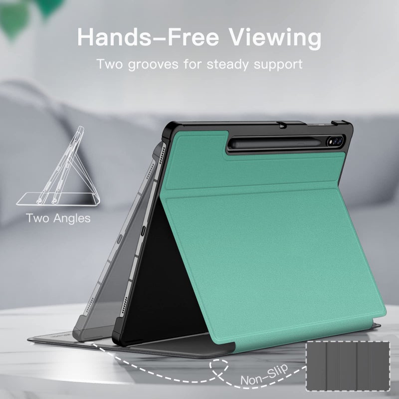 JETech Case for Samsung Galaxy Tab S8 Plus 2022 / S7 FE 2021 / S7 Plus 2020 12.4-Inch with S Pen Holder, Slim Folio Stand Protective Tablet Cover, Multi-Angle Viewing (Green) - Image 3