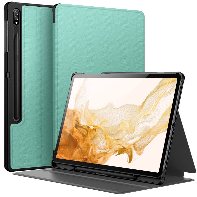 JETech Case for Samsung Galaxy Tab S8 Plus 2022 / S7 FE 2021 / S7 Plus 2020 12.4-Inch with S Pen Holder, Slim Folio Stand Protective Tablet Cover, Multi-Angle Viewing (Green) - Image 1